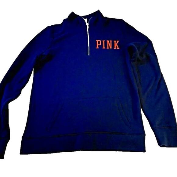 PINK Victoria's Secret Chicago Bears 1/4 Zip Pullover Small Blue Knit NFL - Picture 1 of 5